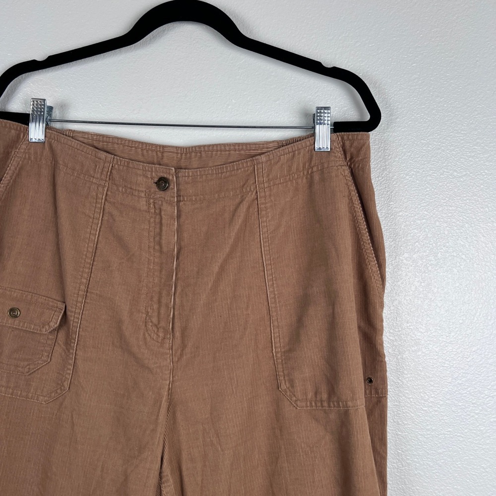 Lauren Ralph Lauren Brown Corduroy Pants Women 14W Straight Leg High Rise Cotton - Picture 2 of 6